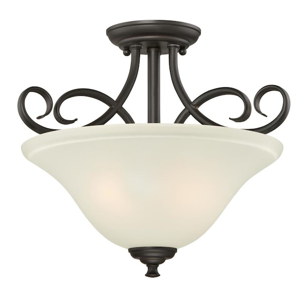 Westinghouse Two-Light Indoor Semi-Flush Ceiling Fixture Dunmore ORB Frstd Gls 6306500 - main